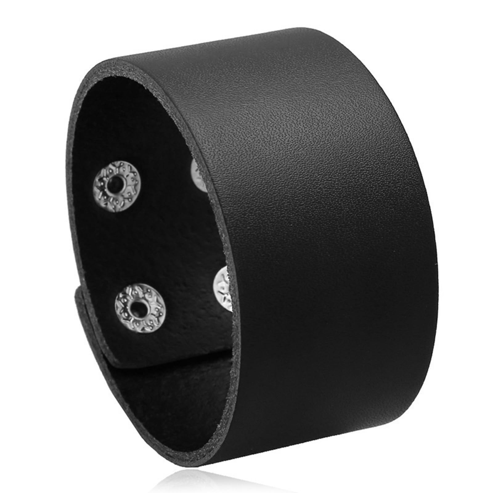 WSOAFVK Pulsera de Cuero Punk Hombre, Brazalete Ancho Ajustable, Muñequera Negra Estilo Vintage para Fiesta Halloween, Disfraz, Regalo para Padres, Niños