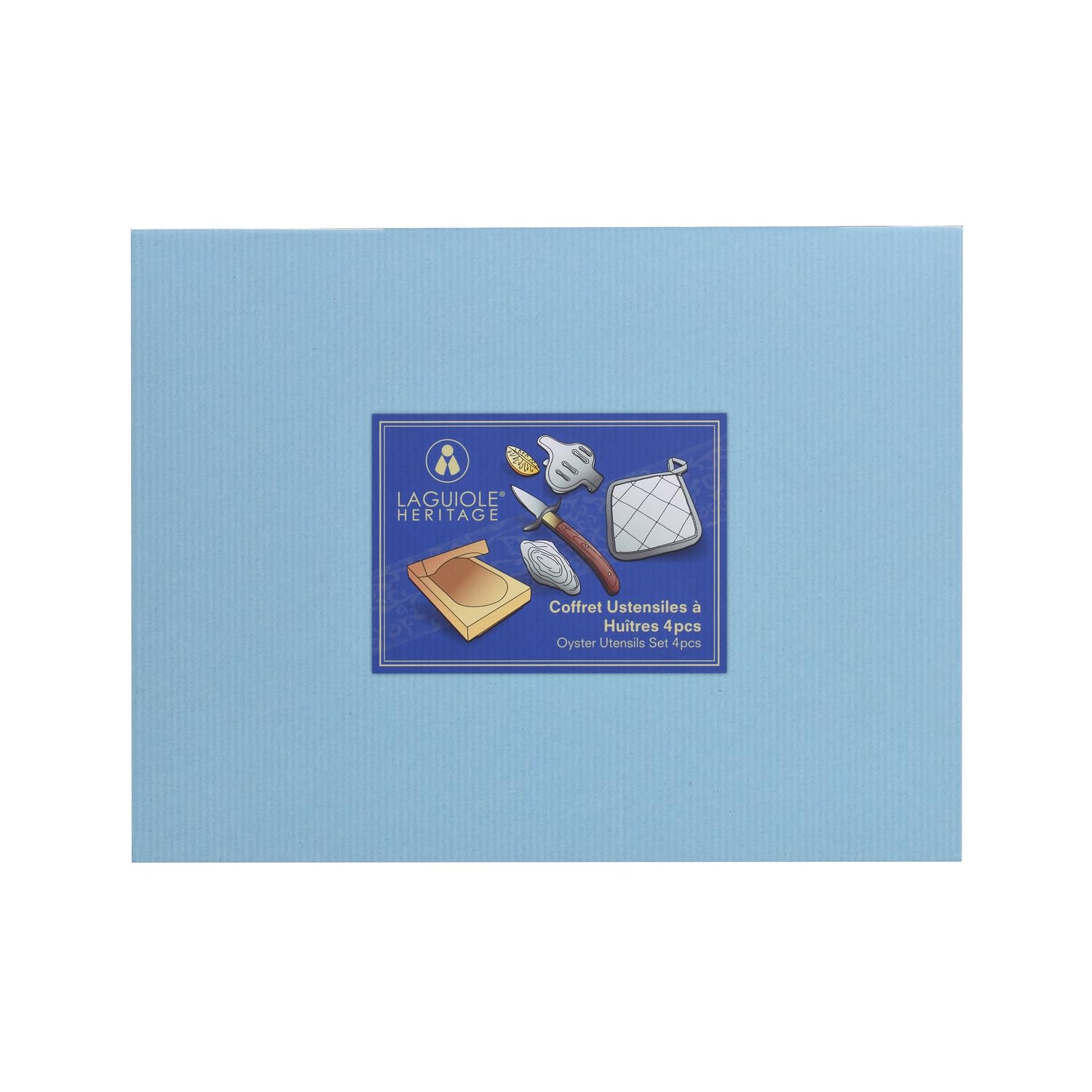 Coffret complet Set à huîtres - 4 Accessoires - Couteau à huîtres, Presse-citron, Bloc huîtres, Manique - Acier inoxydable, bois de palissandre - Coffret cadeau