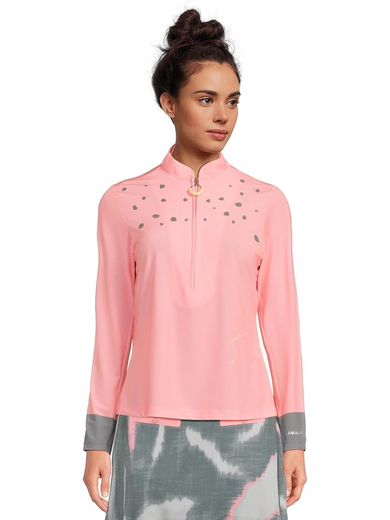 Pink Jamie Sadock Raindrops Print Long Sleeve Sunsense Top