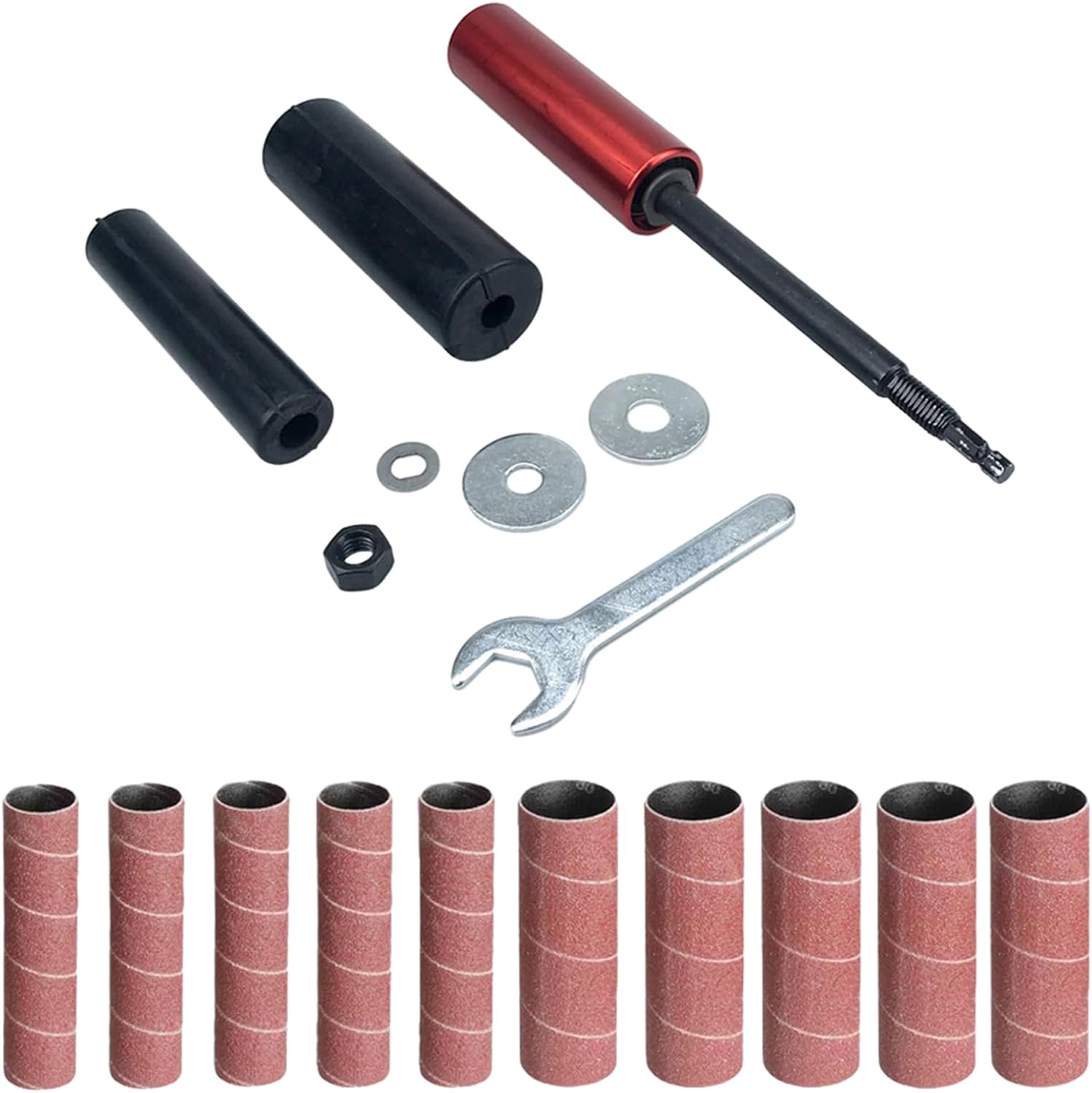 Spindle Sander Adapter with Rubber Sanding Drum Kits Sandpaper Sleeves Grit 120 for Rotary Tools Polishing