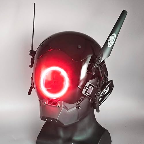 Miniatura 3 de XYSaiXuan Máscara punk iluminada para Halloween, cosplay, fiesta de DJ, club nocturno, máscara LED, Samurai Cyber Techwear, máscara facial completa