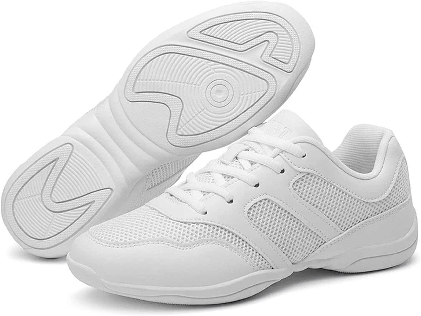 Meidiastra Womens Cheerleading Shoes Youth Girls White Lace Up School Cheer Shoes Gymnastics Tumbling Shoes White Dance Sneakers for Women