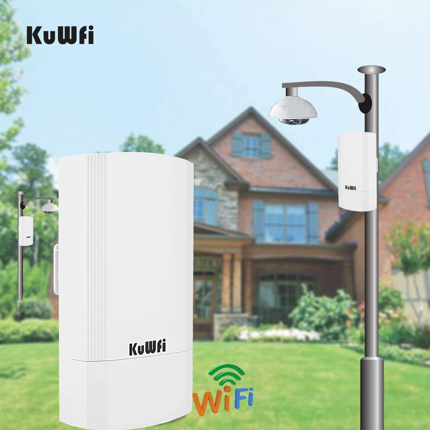 KuWFi 900Mbps Point d'Accès Extérieur, Repeteur Wifi Pont / CPE sans fil Point à Point intérieur et Extérieur, prend en charge une Solution de Distance de Transmission de 1km pour PTP, PTMP