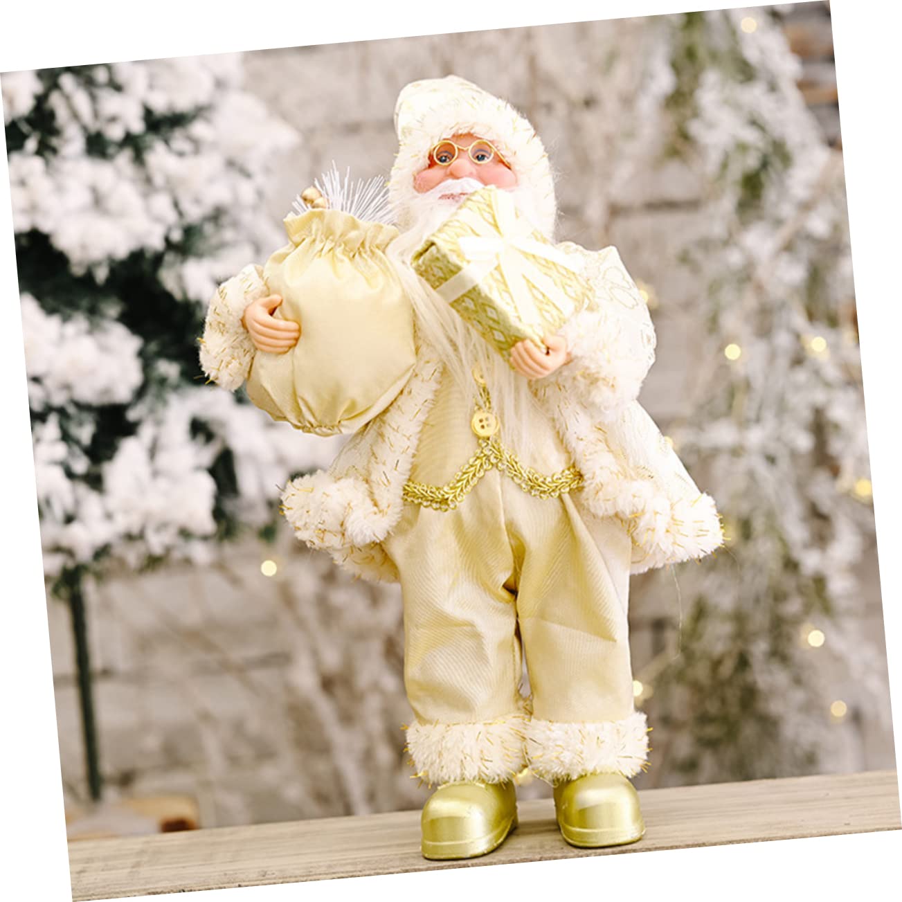 Zerodeko 3 Pezzi Babbo Natale in piedi Vacanza Figurina christmas party regalini natalizi decorazioni natalizi statuina di babbo natale di natale statua di Babbo Natale plastica Golden