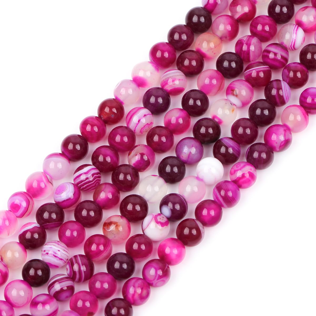 Gem-Inside Create Your Own Fashion Banded Plum Agate 6Mm Gem-Inside 6Mm Banded Plum Agate Round Gemstone Semi Precious Loose Beads For Jewellery Making 15''