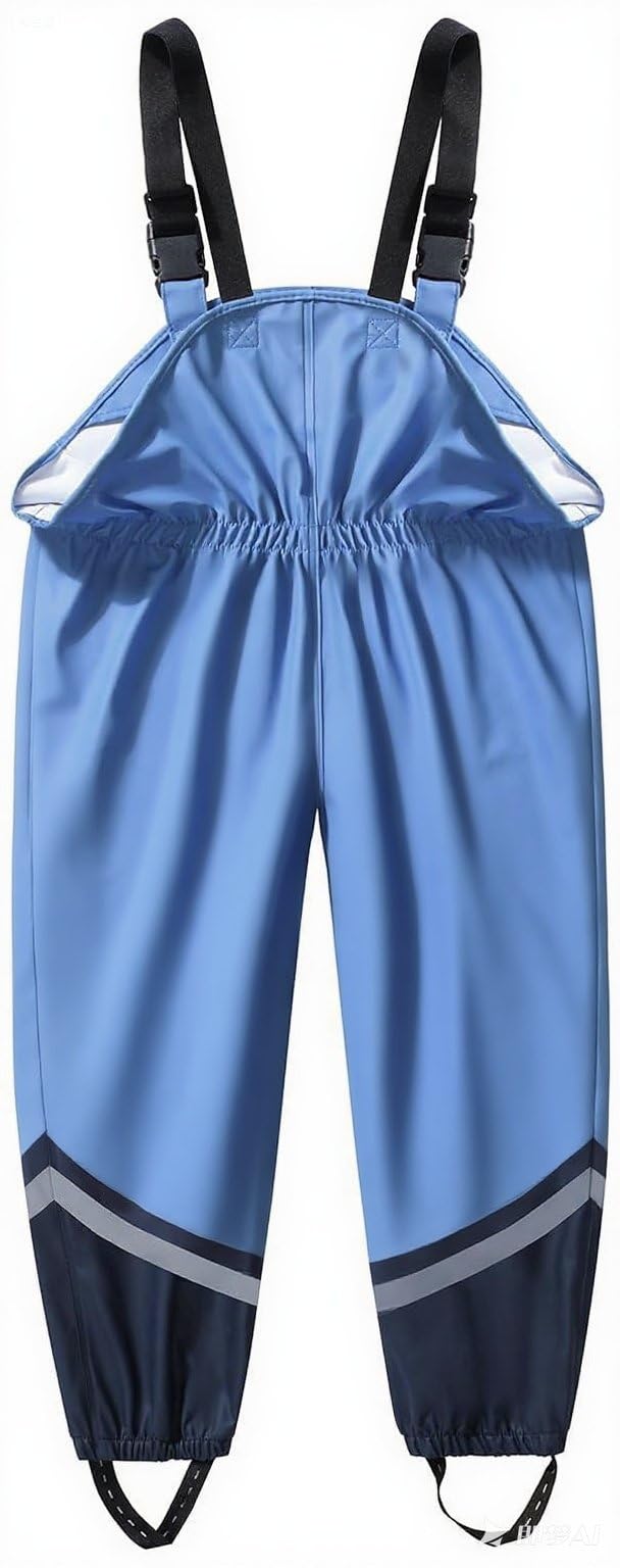 Pantalon Impermeable para Niño Niña a Prueba de Viento Pantalón de Agua Trekking Prueba Sucia Pantalones de Barro Mono con Transpirable Forro Textil YK1665H-SkyBlue-DarkBlue-98
