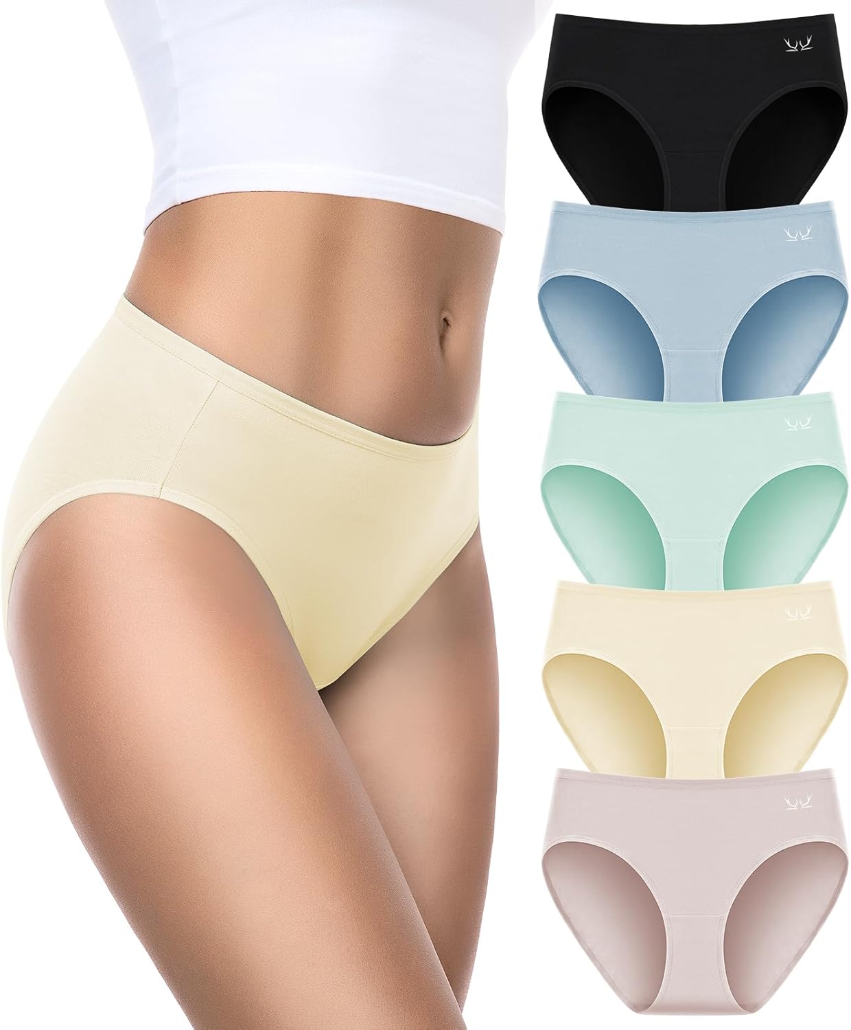 Womens Cotton Underwear, Hi-Cut Soft Breathable Briefs, Ladies Stretch Underwear Panties 5 Pack Regular & Plus Size Multicolor-5pcs-g3 X-Large