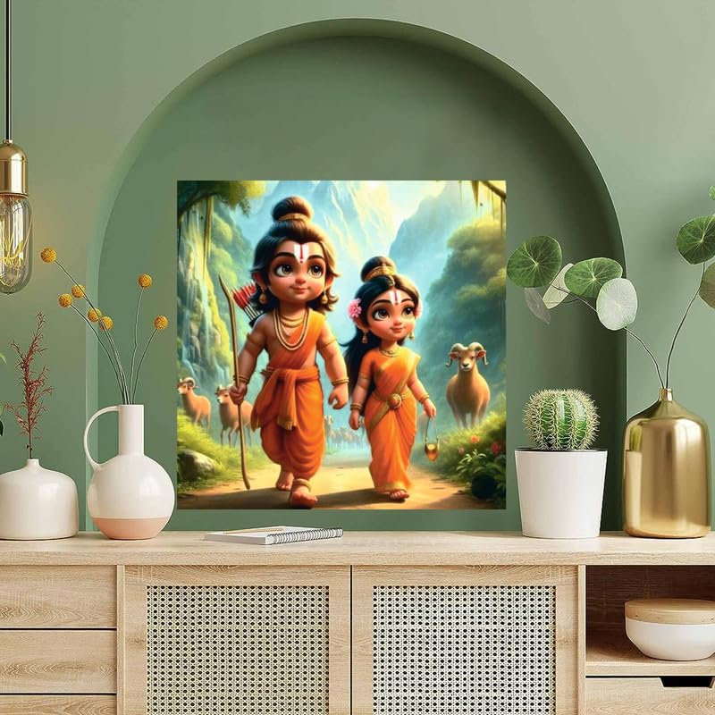Image of British Terminal Cute little Bal Gopal Baby God Krishna| Kanha Ji | Laddu Lord Makhan Chor Painting Religious Poster for Pregnant Women for wall (matt thin vinyl,sticker,multicolor,unframed)| bj107