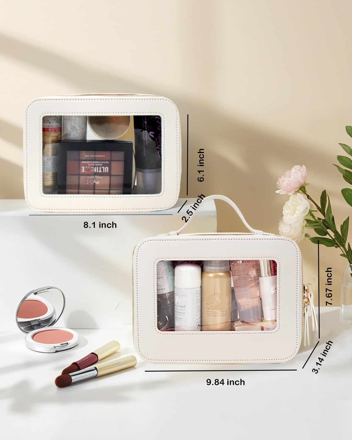 Transparentes Make-up-Taschen-Set für Damen, transparente Reise-Kosmetiktasche, tragbare Hautpflege, Kulturbeutel mit Reißverschluss, wasserdichte Make-up-Tasche, Auto-Organizer, Autozubehör für