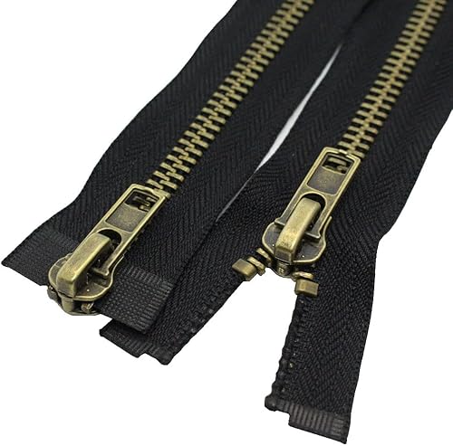 Miniatura 3 de MebuZip #8 - Chaqueta separadora bidireccional de latón antiguo de 30 pulgadas, cremallera para diestros, cremalleras de metal resistentes para