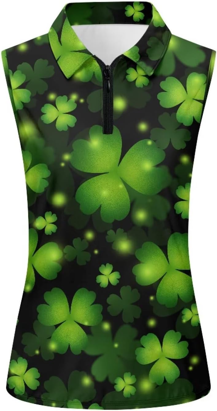 GULANGYU Golf Polo Sleeveless Womens Golf Shirt 1/4 Zip Collared Tennis Tank Top Tees Workout Outfits for Ladies