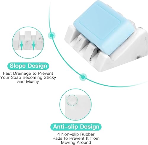 Miniatura 3 de Morelax Morelax - 2 soportes para barra de jabón para bañococina, jabonera de mármol para jabón de barra, soporte de jabón en cascada (paquete de 2