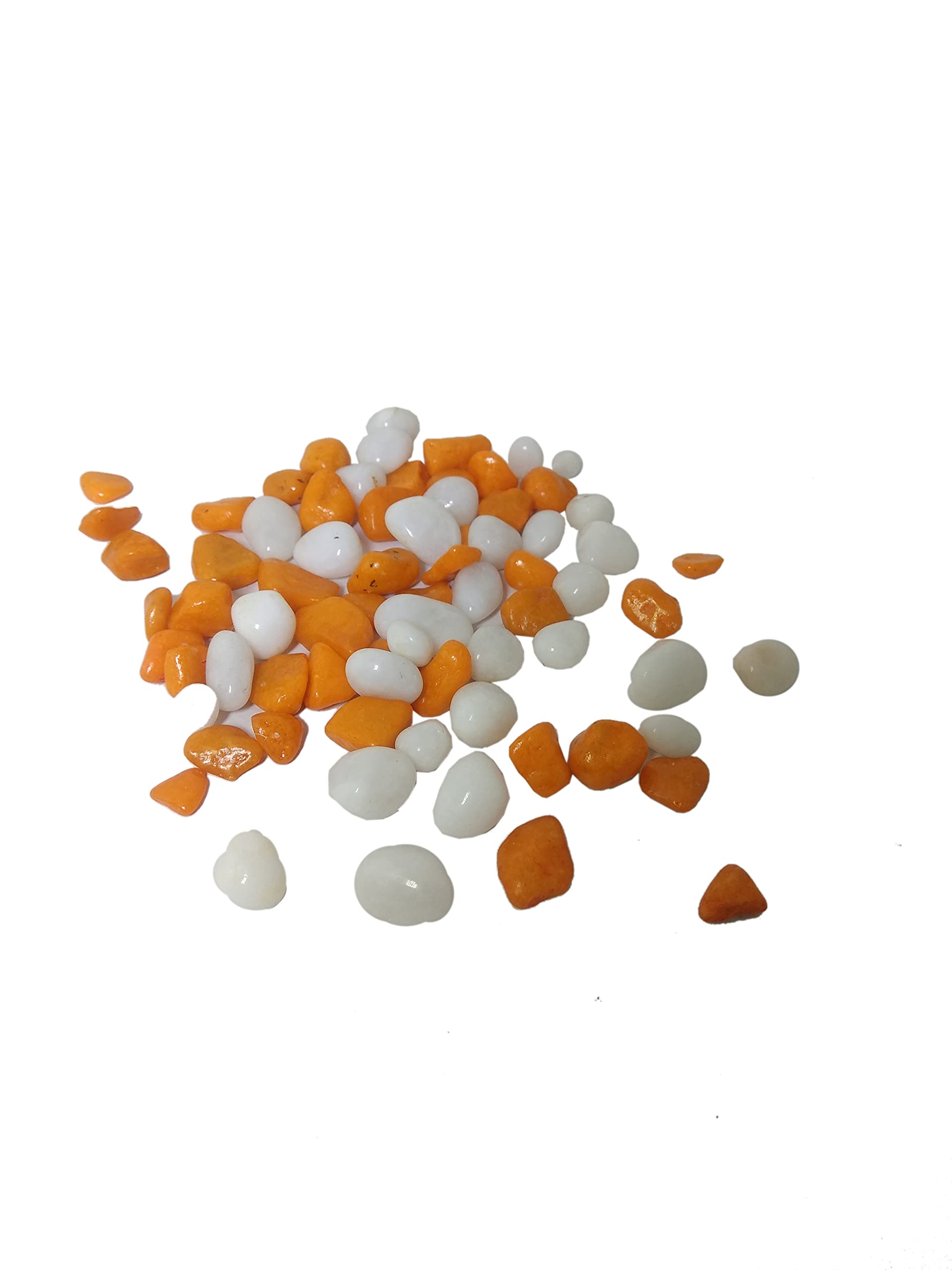Green Fills Multi-Color Mixed Decorative Stones & Pebbles Colour| for Garden Vase Fillers Aquarium Table Décor Fountain Decoration (Orange & White, 500 Gm) (B096BC2J8B) Amazon Price History, Amazon Price Tracker
