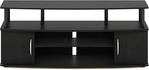 Miniatura 7 de Furinno - Soporte para centro de entretenimiento grande para televisor de hasta 55 pulgadas, madera negra Blackwood,Ámbar Pino/Negro,Columbia