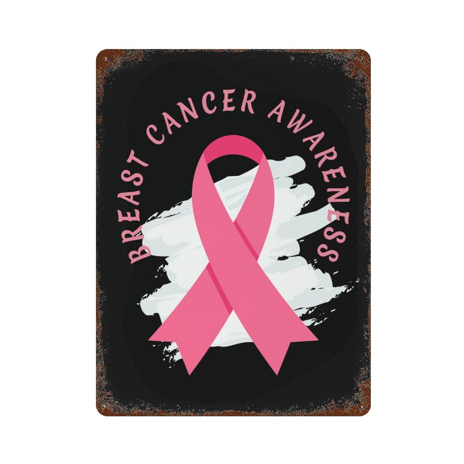 KWQDOZF Breast Cancer Awareness Theme Metal Tin Sign,Vintage Iron Hanging Plate Vertical with Rust Poster Wall Decor 12x16inch