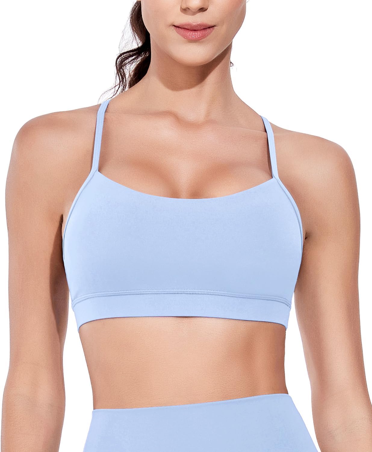 wirarpa Sports Bras for Women Buttery Soft Y Back Padded Low Impact Spaghetti Thin Strap Lounge Workout Yoga Top