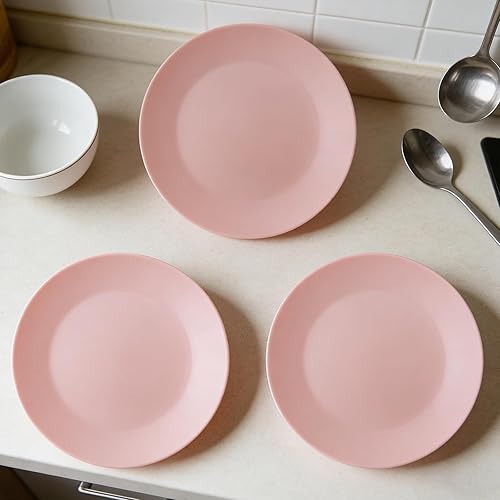 Miniatura 5 de Platos de plástico reutilizables de 10 pulgadas  Plato plano de cocina  Apto para lavavajillas y microondas  Juego de 12 platos apilables coloridos