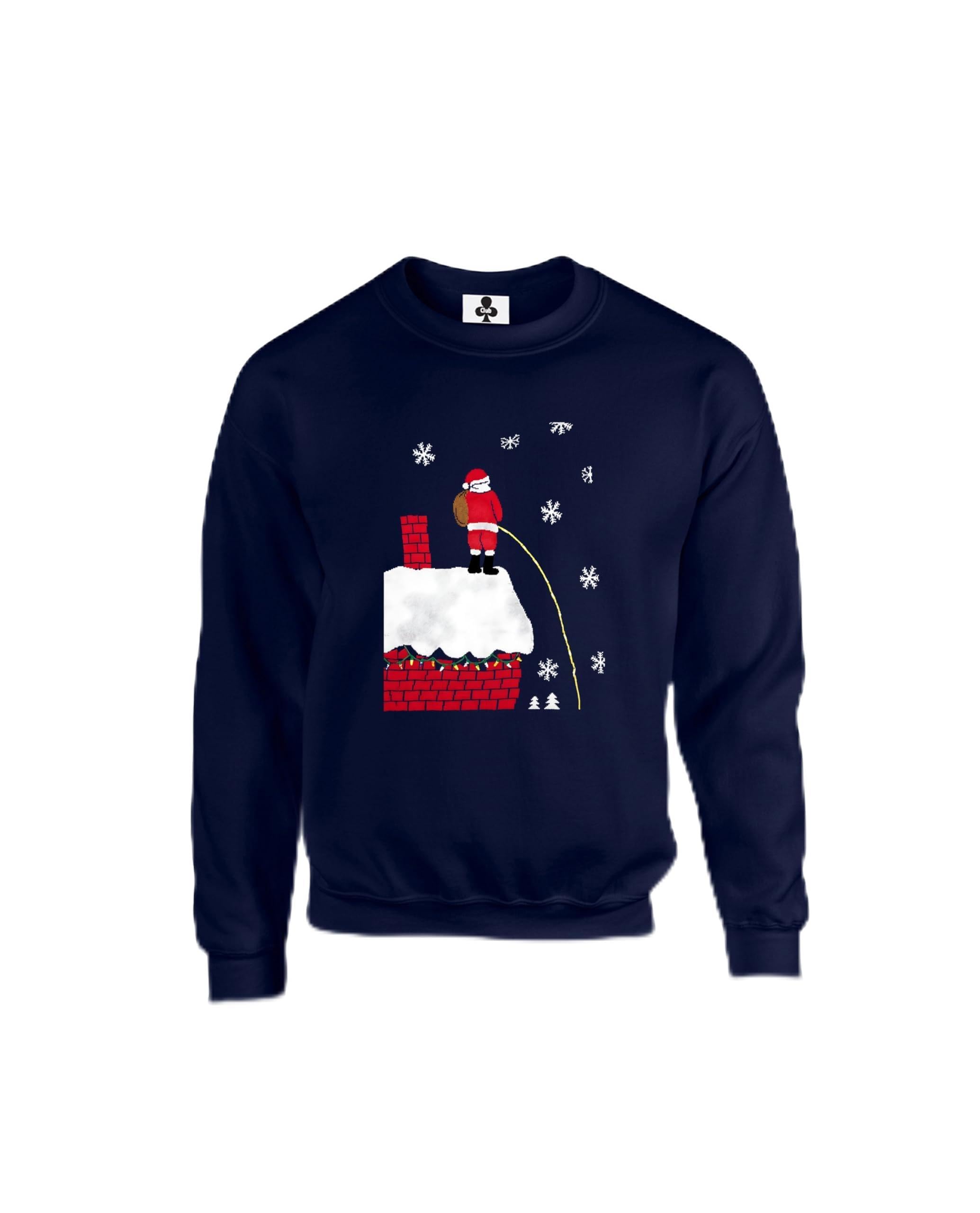 New Spirit Original Unisex Navy Santas Rude Lights Xmas Trail, Novelty Humerous Silly Santa Claus Festive Xmas Christmas Fun Funny Kids Sweatshirt Jumper