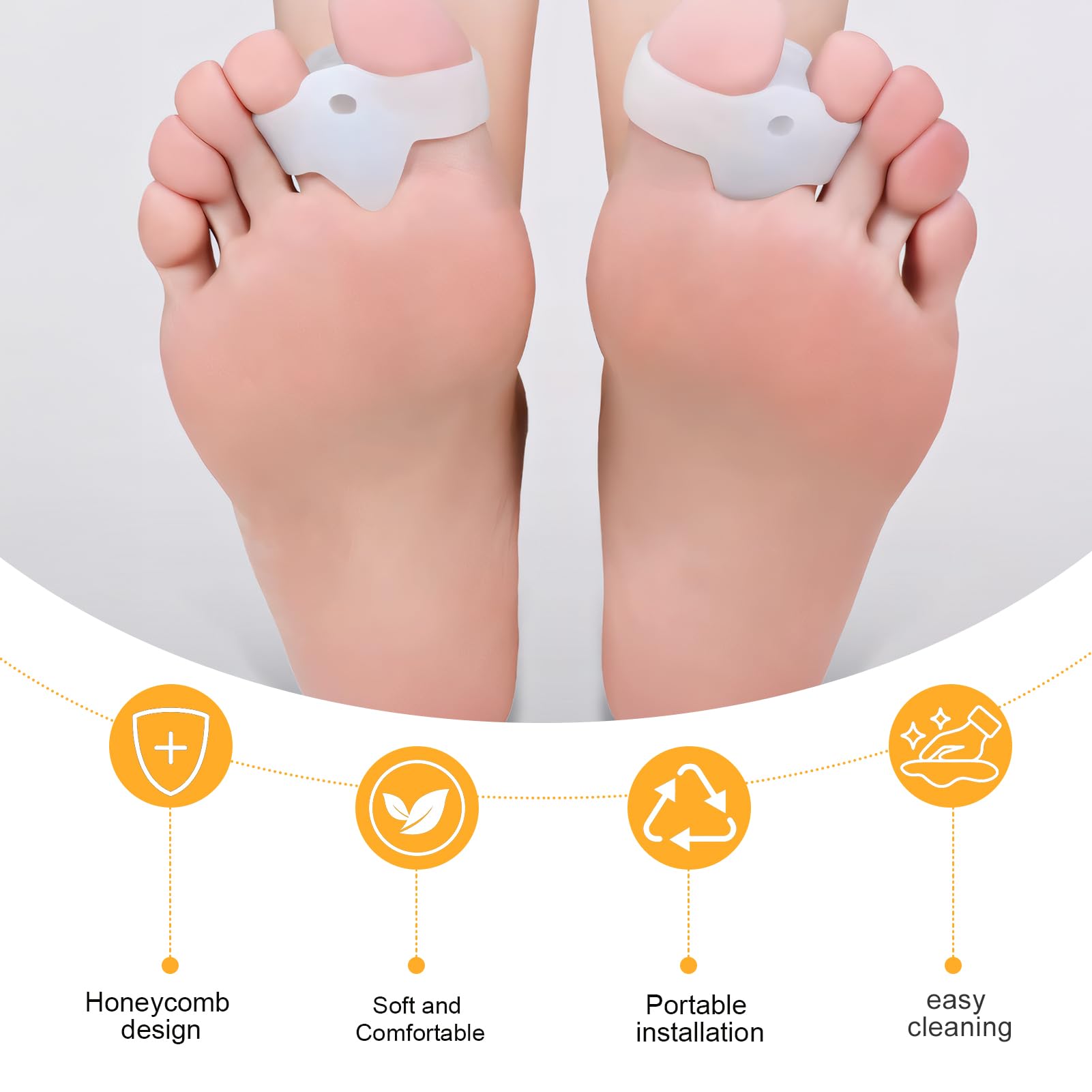 Pack de 12 Separador Dedos pie, para Hallux Valgus y Juanetes, Separadores Flexibles de Dedo del Pie y Alineación de Dedo del Pie para Comodidad Diaria (Blanco)