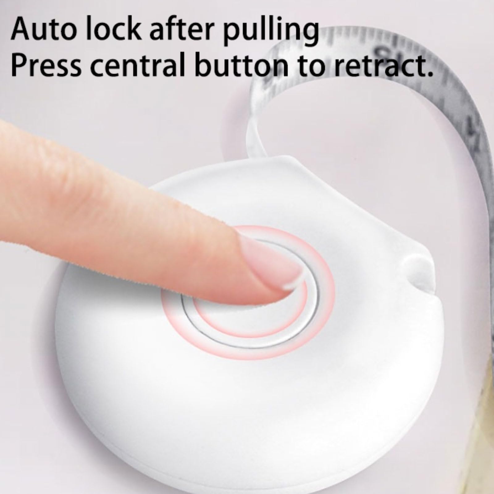 Cinta métrica compacta de Mano con Clip retráctil de un botón y Doble Escala.