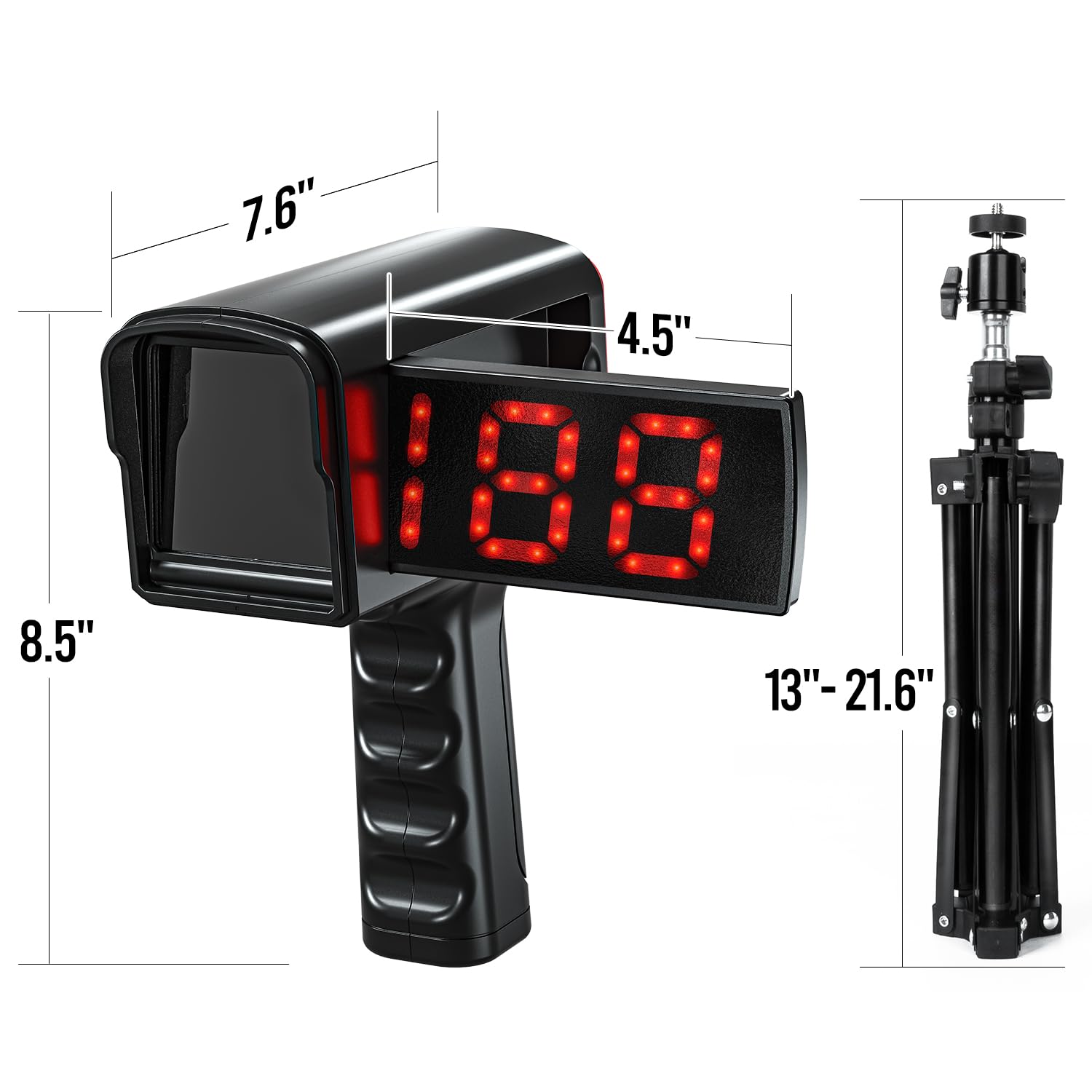 PLAYAPUT Pistole radar da baseball, sensori di velocità, attrezzatura per l'allenamento della velocità da baseball con display LED+LCD più grande, pistola radar di velocità portatile o a mani libere