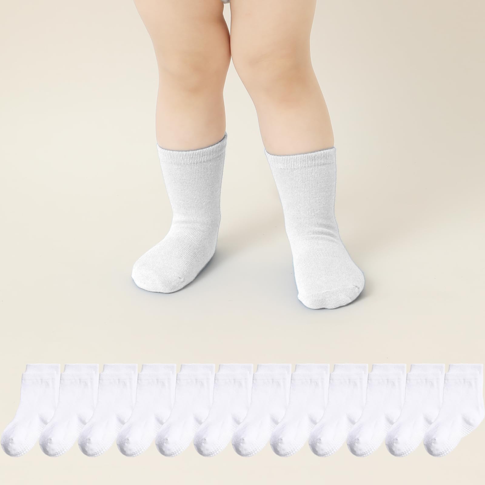 Toddler Socks Non Slip Grip Cute Cotton Baby Socks 12 Pack for Toddler Boys Girls Kids