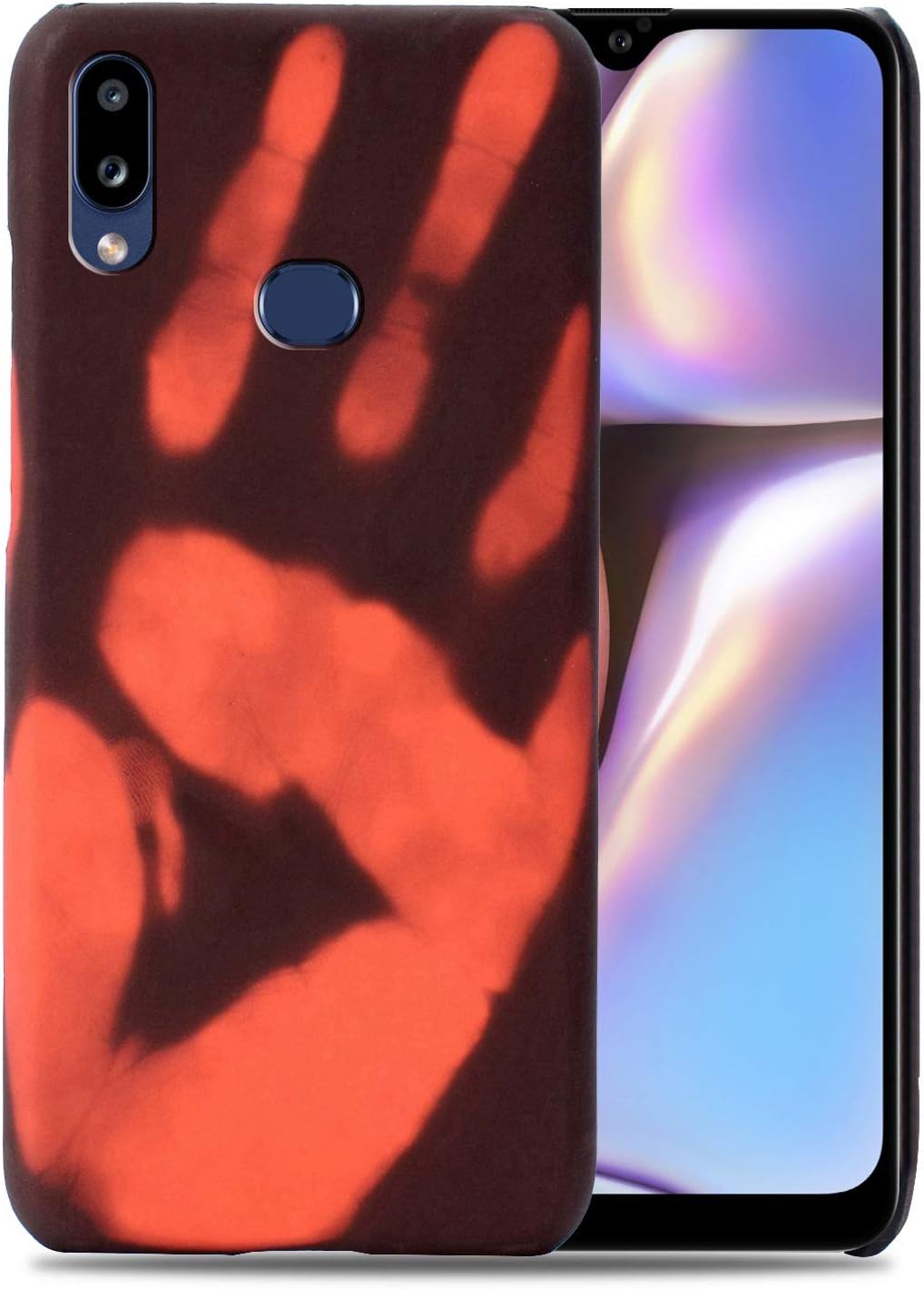 Grandcaser Galaxy A10S Case, Magical Thermal Sensor Heat Sensitive Temperature Change Soft TPU back Cover for Samsung Galaxy A10S 6.2" -Black+Red
