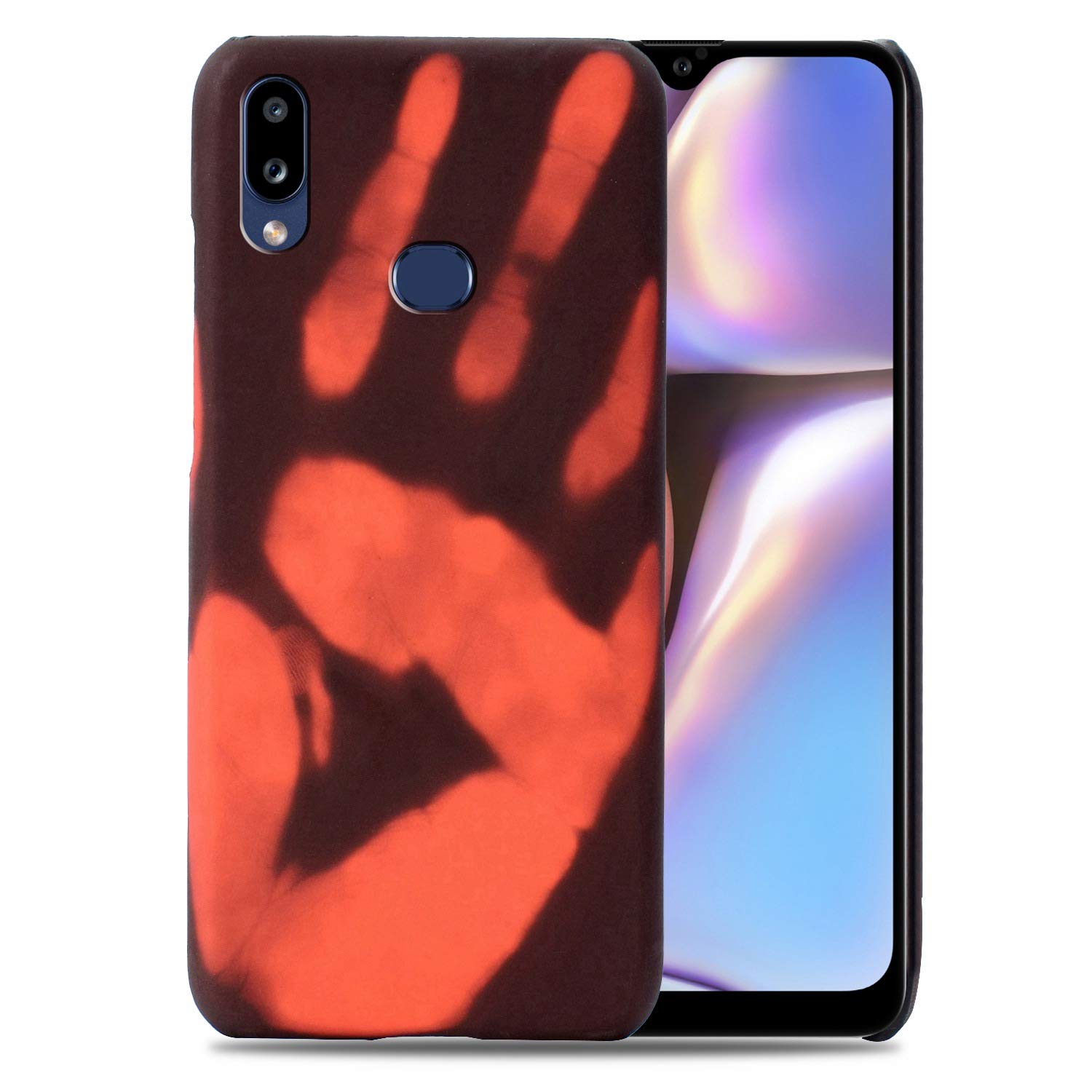 Grandcaser Galaxy A10S Case, Magical Thermal Sensor Heat Sensitive Temperature Change Soft TPU back Cover for Samsung Galaxy A10S 6.2" -Black+Red