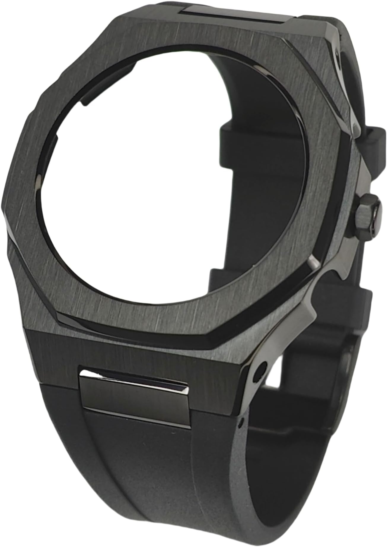 Casioak Ultra-thin Stainless Steel Watch Bezel Fluororubber Strap Modification Kit With Crown for Casio Ga-b2100/Ga-2100/Ga-2110