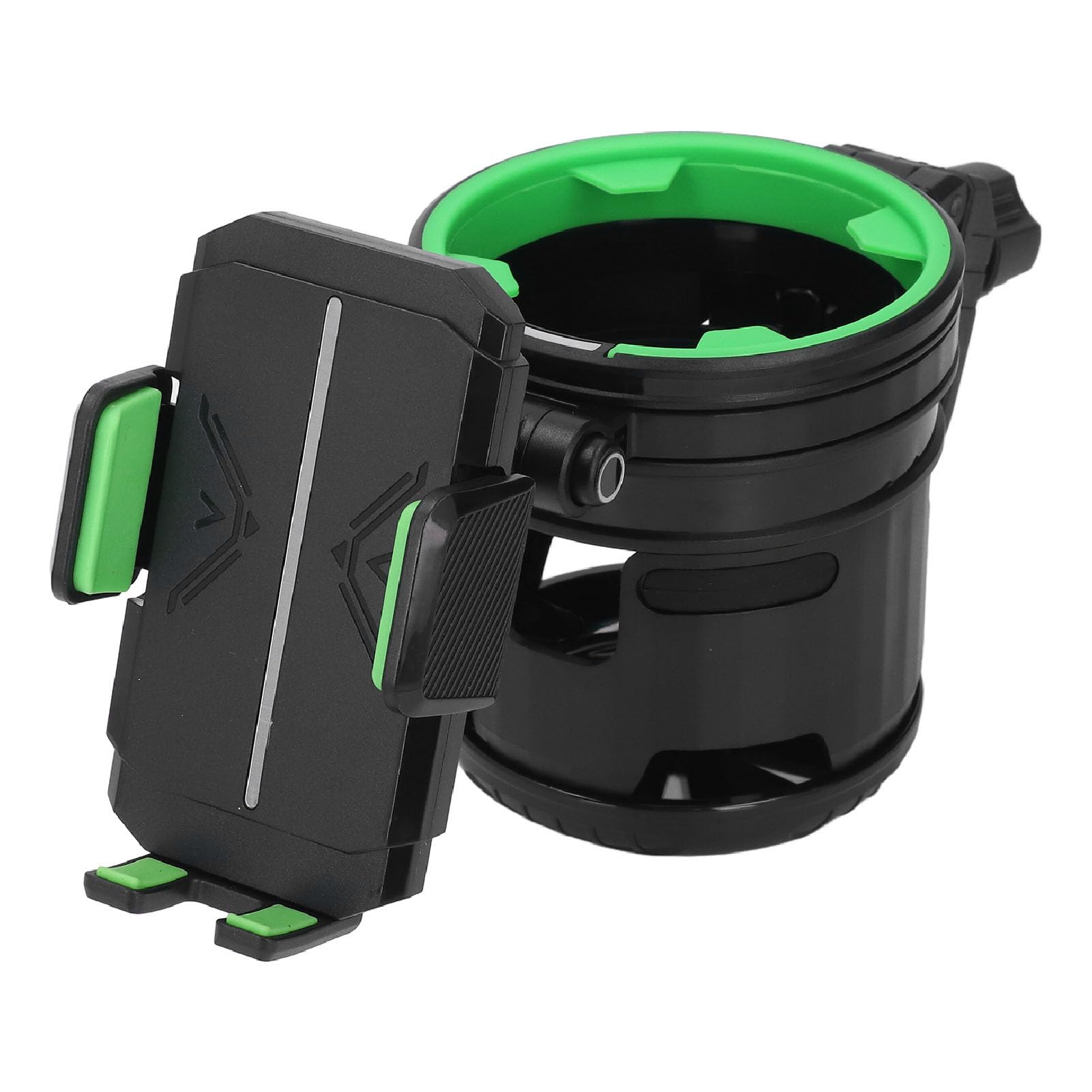 Cryfokt Multifunctional Stroller Bottle Holder with Phone Holder Strong Load Capacity 360 Degree Adjustable for Bikes Scooters Treadmills ABS Design (Green)