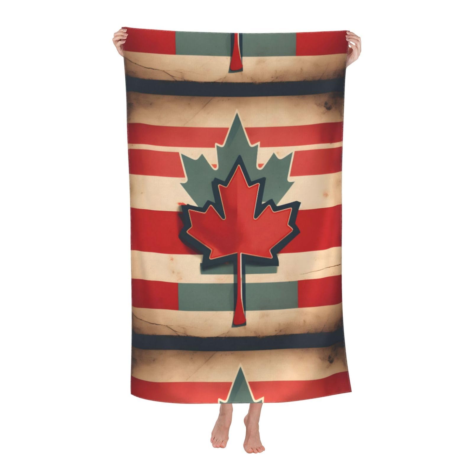 Cbaaghh Retro Canada Flag Pattern Print Adult Beach Towels,Beach & Pool Towel,Beach Towels,Towels For Camping