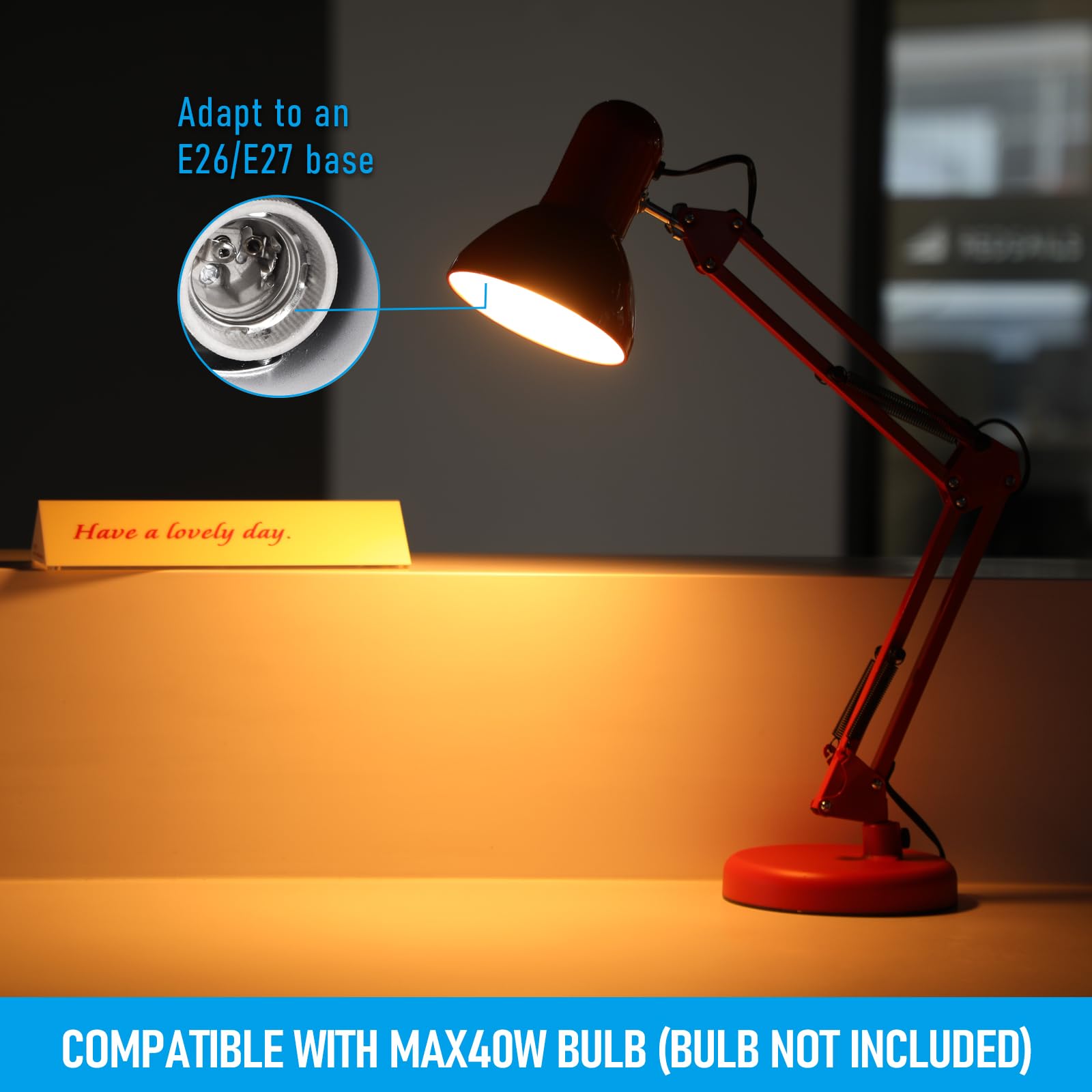 TORCHSTAR Architect Desk Lamp with Metal Swinging Arm with Clamp, Gooseneck Adjustable Table Lamp, Desk Lights with Clip for Home Office, Work, Est