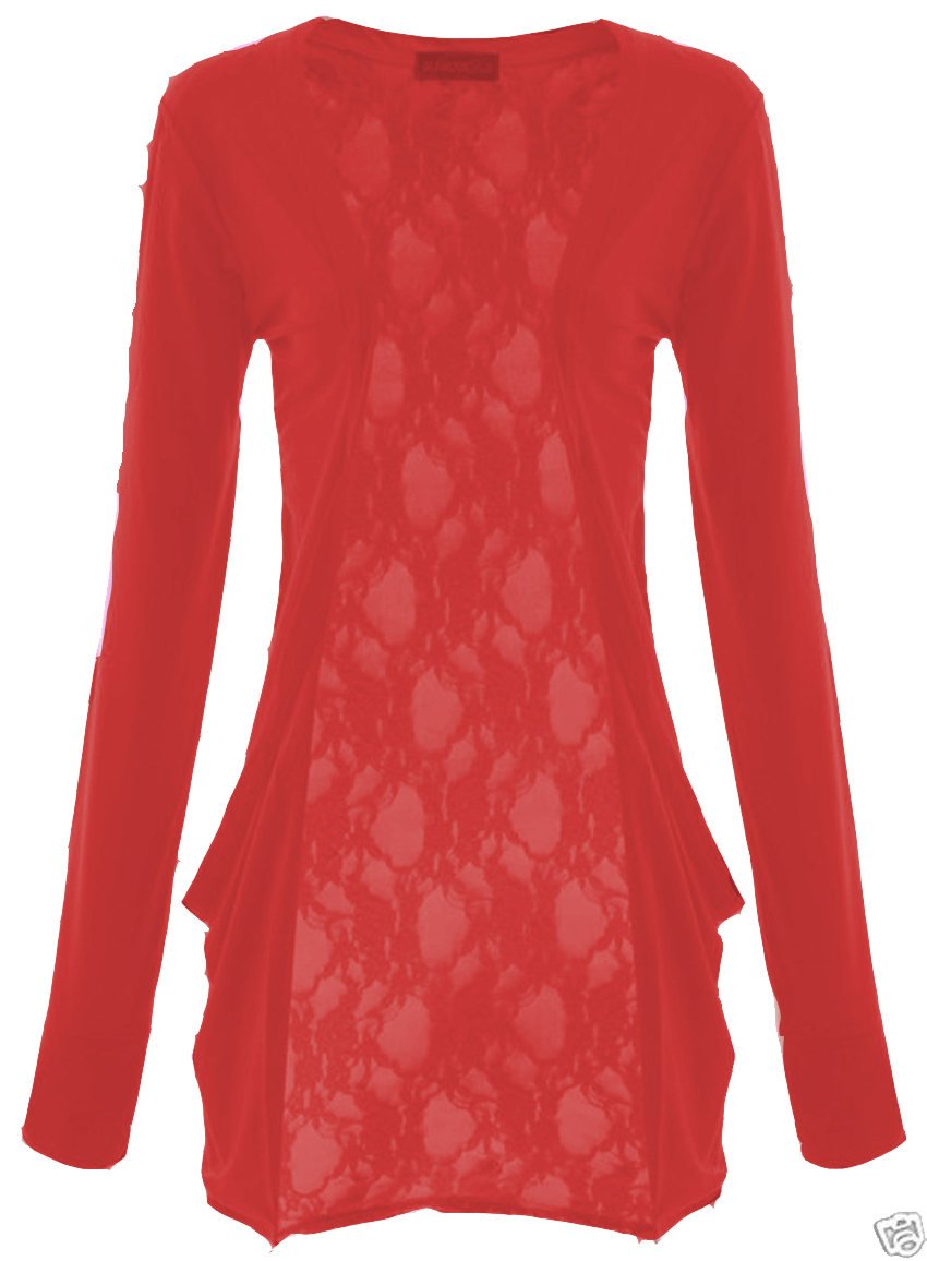 Ladies Long Sleeve Lace Back Boyfriend Cardigan, Shrug in Coral