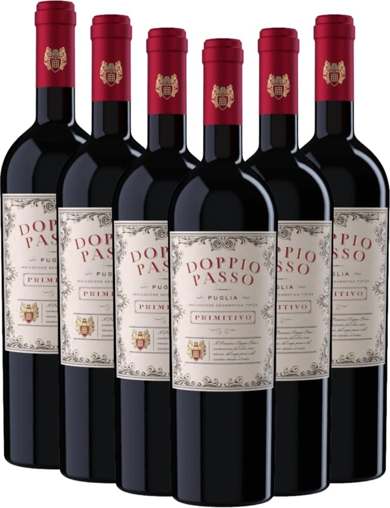 Doppio Passo Primitivo Puglia IGT CVCB 6 x 0,75l VINELLO - 6 x Weinpaket inkl. kostenlosem VINELLO.weinausgießer