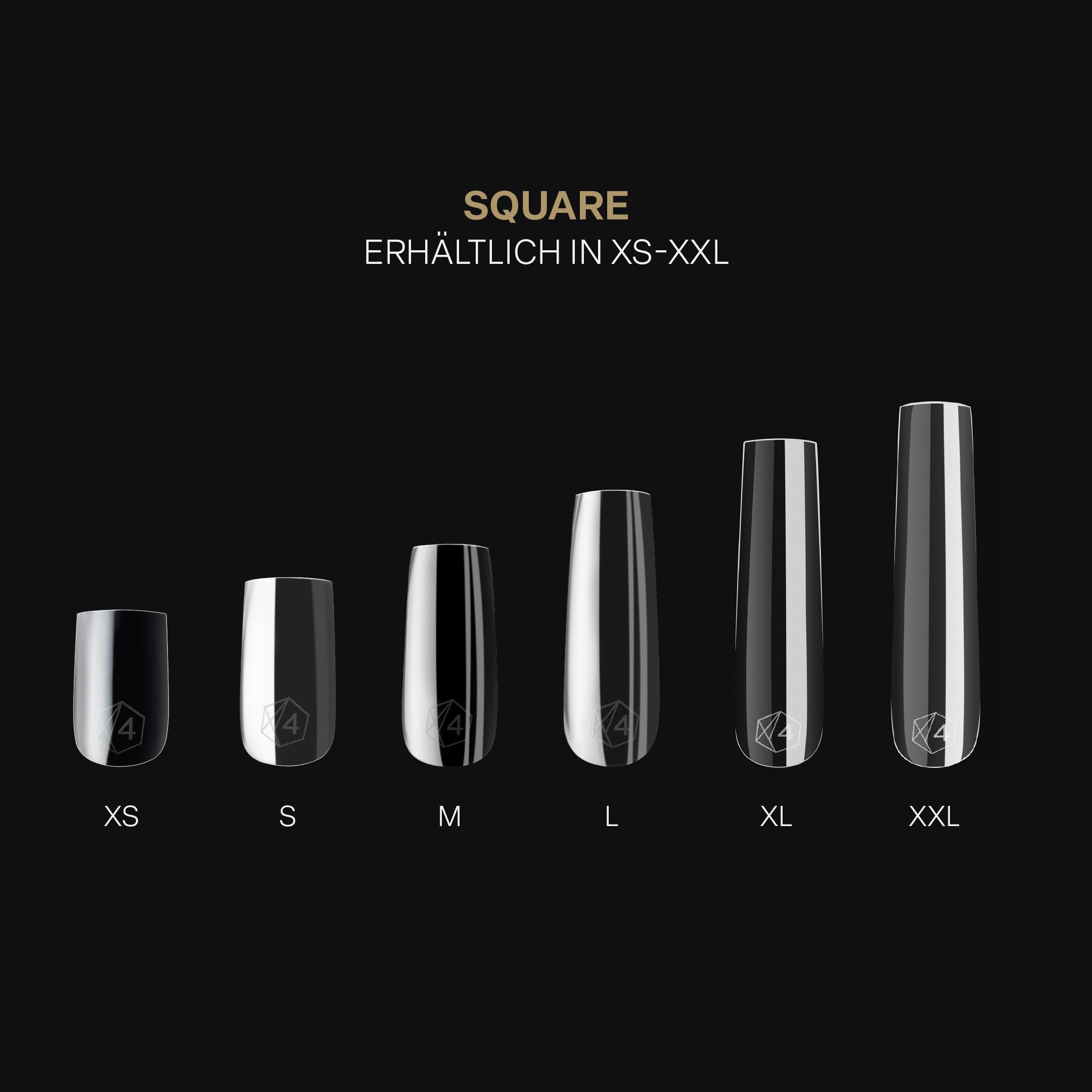 Apres Gel-X® Square Box of Nail Tips | 280 Soft Gel Tips, 14 Sizes 00-9 | Half-sizes Included (Sculpted Square Medium, 280 Count) (Natural Square Long, 280 Count)