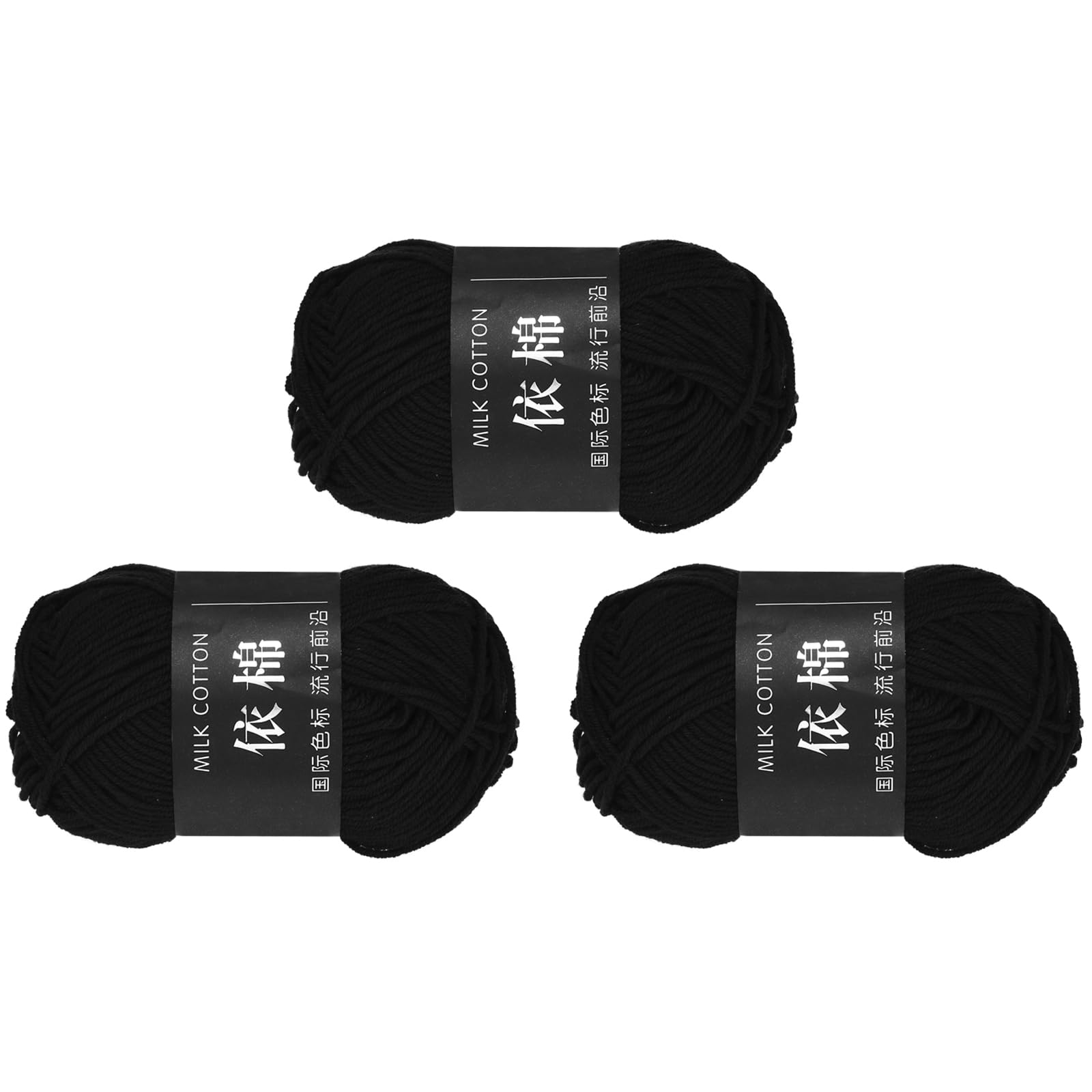 sourcing map 3 Skein Cotton Yarn, 60% Cotton, 40% Acrylic Knitting Yarn for Crocheting Each of 137g/4.83oz(Per Skein 80m/87.5 Yard) /Black