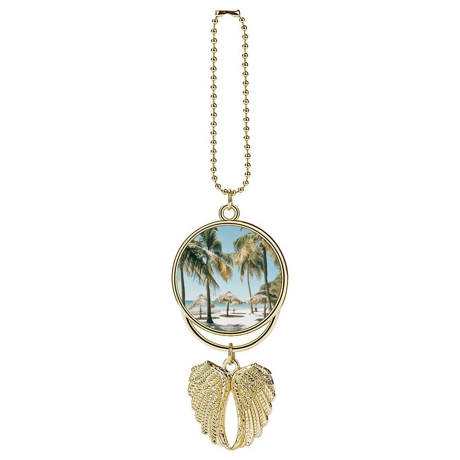 Palm Trees on The Beach Car Charm Alloy Car Rear View Mirrors Hanging Ornaments Stylish Car Pendant Funny Auto Hanging Accessories Car Hanging Ornaments Gift for Women Men