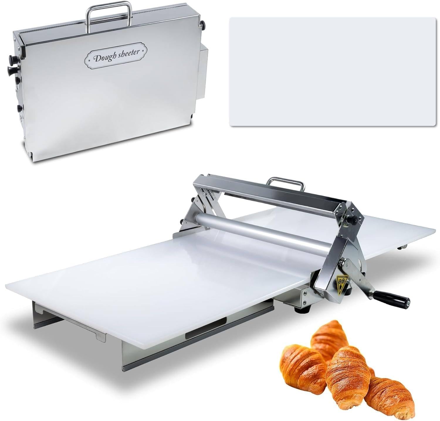 Stołowy Cukierniczy Ręczny Laminator Ciasta Rogalikowego 40×90cmPanel | Składana Ręczna Walcarka Fondant, Grubość Regulowana 0-25 Mm Dla Piekarni Cukierni, Stal Nierdzewna Dwie Wielkości