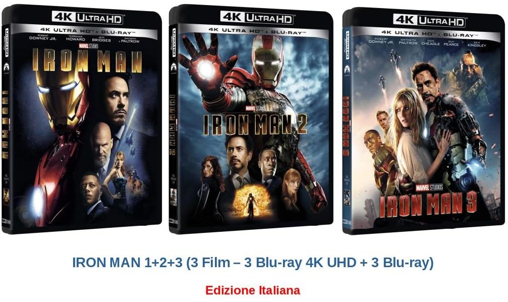 IRON MAN 1+2+3 (3 Film – 3 Blu-ray 4K UHD + 3 Blu-ray)