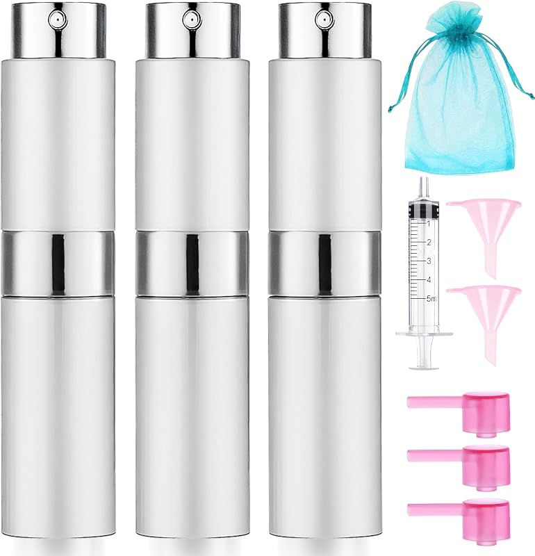 Frascos atomizadores recarregáveis para perfume DPLASKA 8 mL, prata, pacote com 3