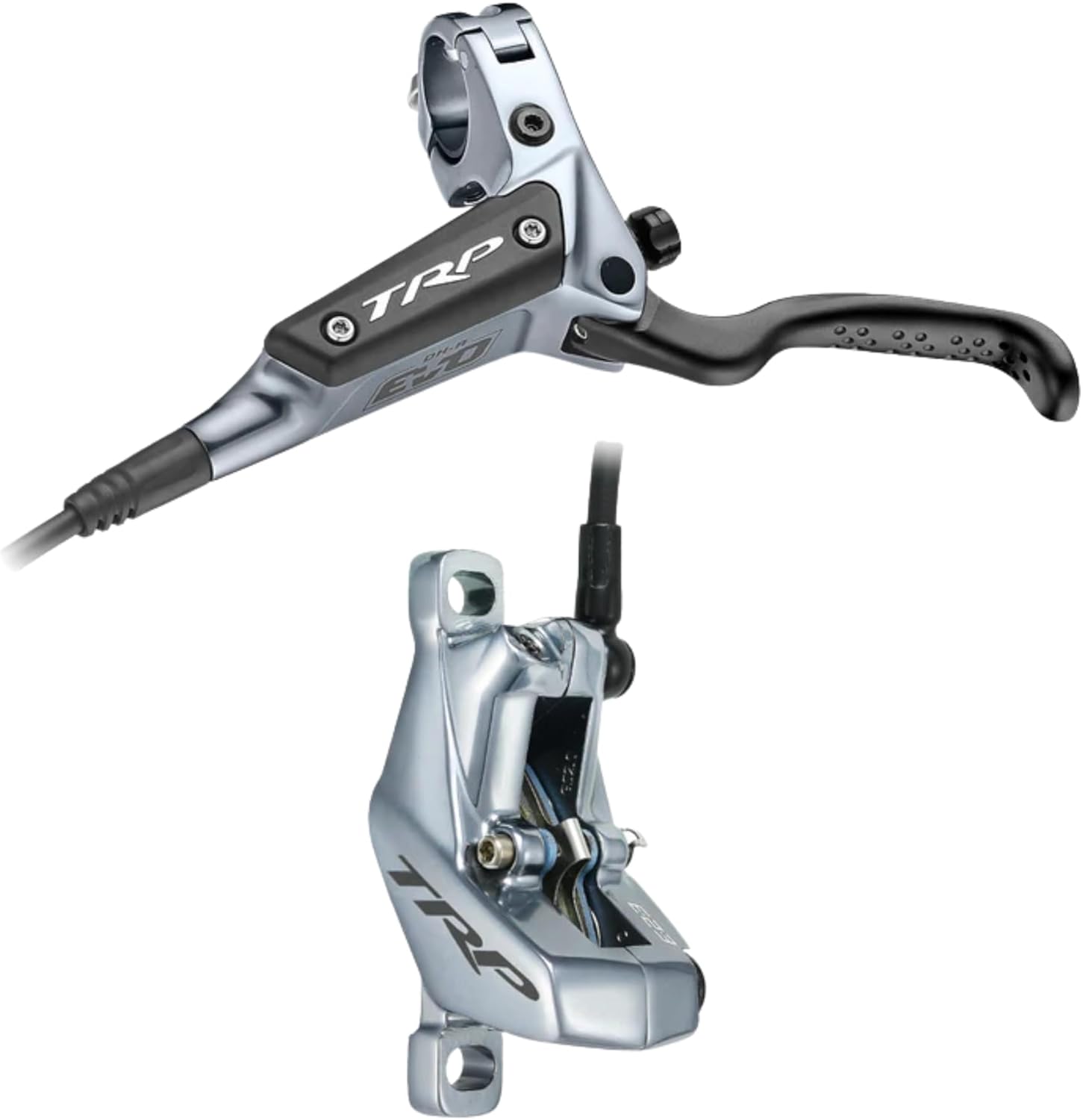 TRP DH-R EVO HD-M846 Bicycle Disc Brake & Lever | Rear, Hydraulic, Post Mount | Right Lever | Silver Grey
