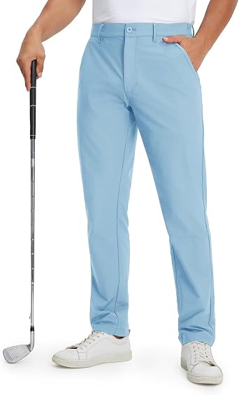 M MAELREG Mens Golf Pants Stretch 30"/32"/34" Flat Front Quick Dry Lightweight Water Repellent Work Dress Casual Trousers