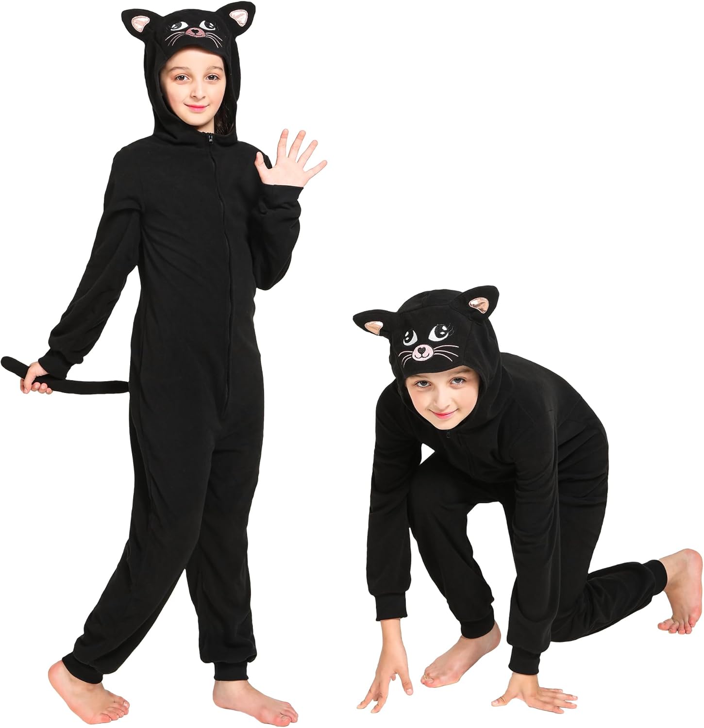 Animal Costume Kids, Cheetah/Monkey/Black Cat/Blue Monster/Dalmatians/Santa/Snowman Onesie for Girls Halloween