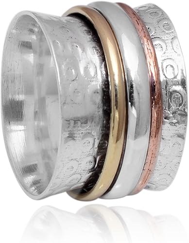 Miniatura 112 de Veracity Jewelry Sterling Silver Fidget Ring Spinner Ring Anxiety Relieving Rings For Unisex Meditation Thumb Worry Healing Birthday Promise Band