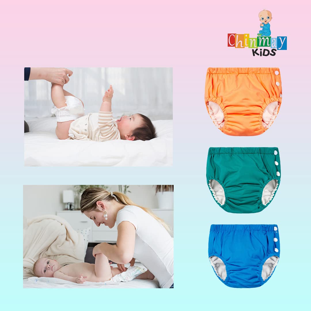 Chinmay Kids Combo of Baby Swim Diaper Waterproof Reusable Leakproof Adjustable Infant Pool Pant Boys Girls Swimsuit, Age Group - (4 months - 3 Years) (Pack of 2, Yellow- Green) 1