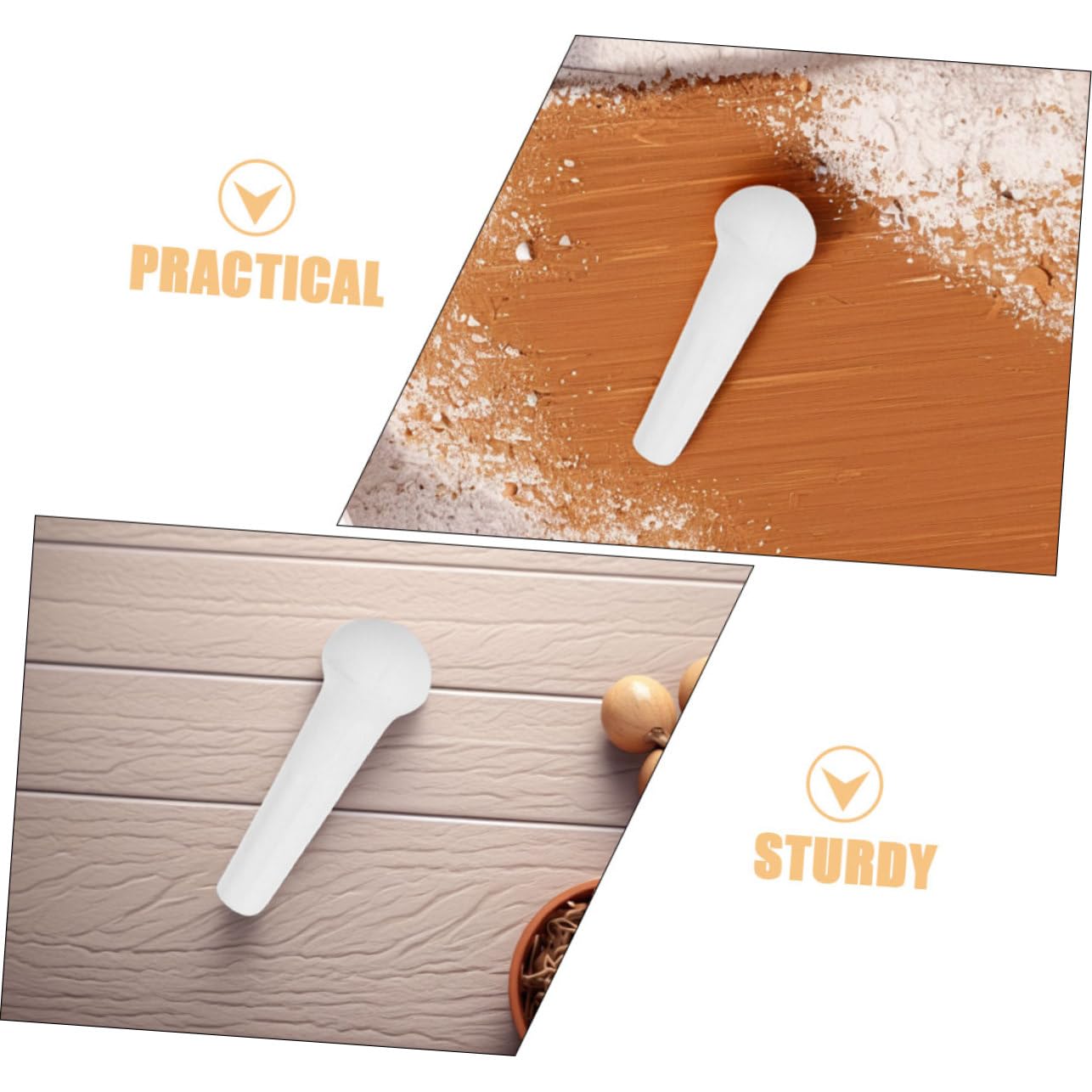 2Pcs Ceramic Garlic Masher Pestle, Manual Food Grinding Stick