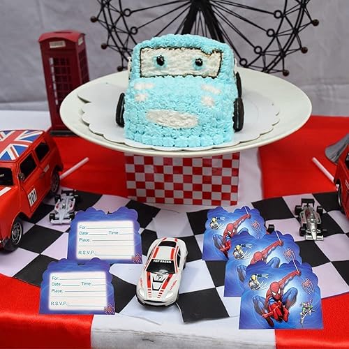 Miniatura 5 de SUTRADHAR 20 invitaciones de cumpleaños de Spiderman, invitaciones de fiesta de Spiderman, suministros de decoración para fiesta de cumpleaños