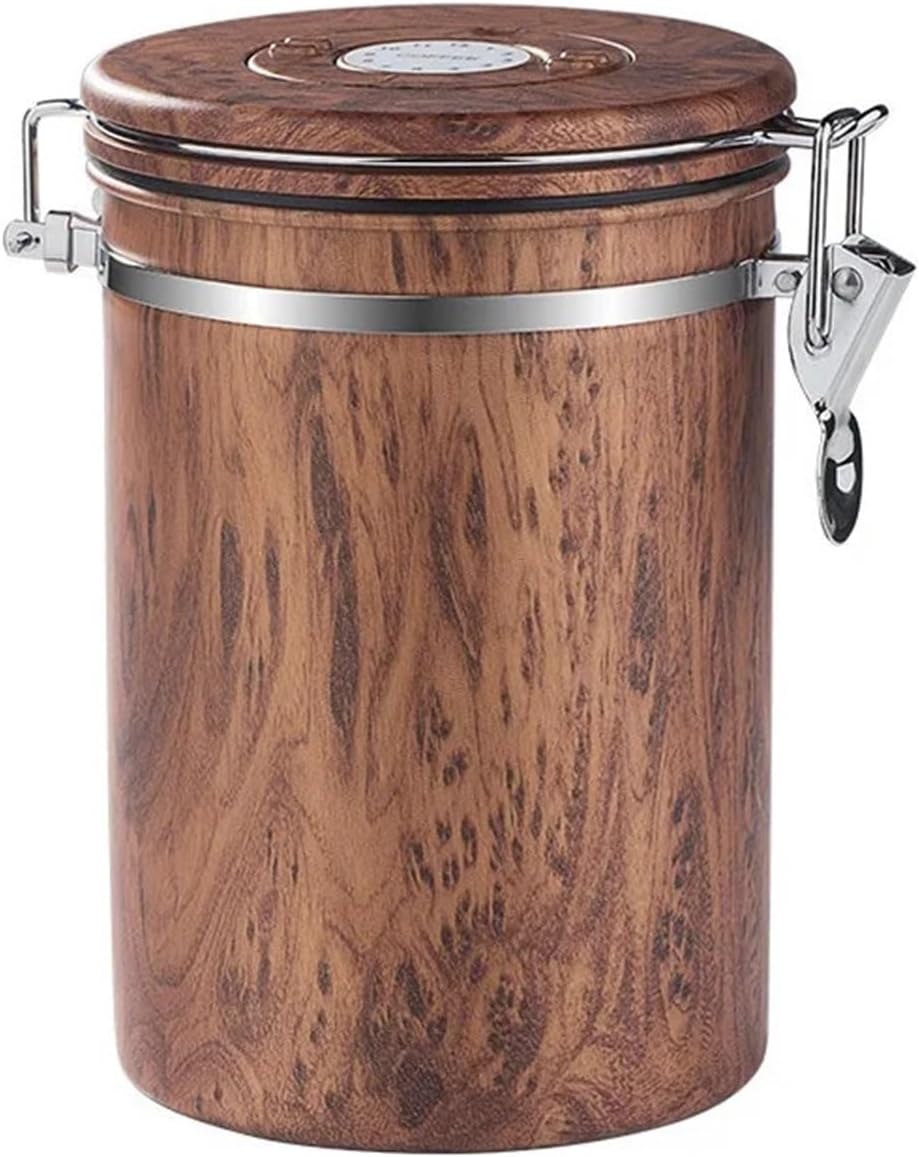 304 Stainless Steel Coffee Bean Vacuum Sealed Tank Tea Storage Container Canister With Spoon Grain Nut Cans(C)