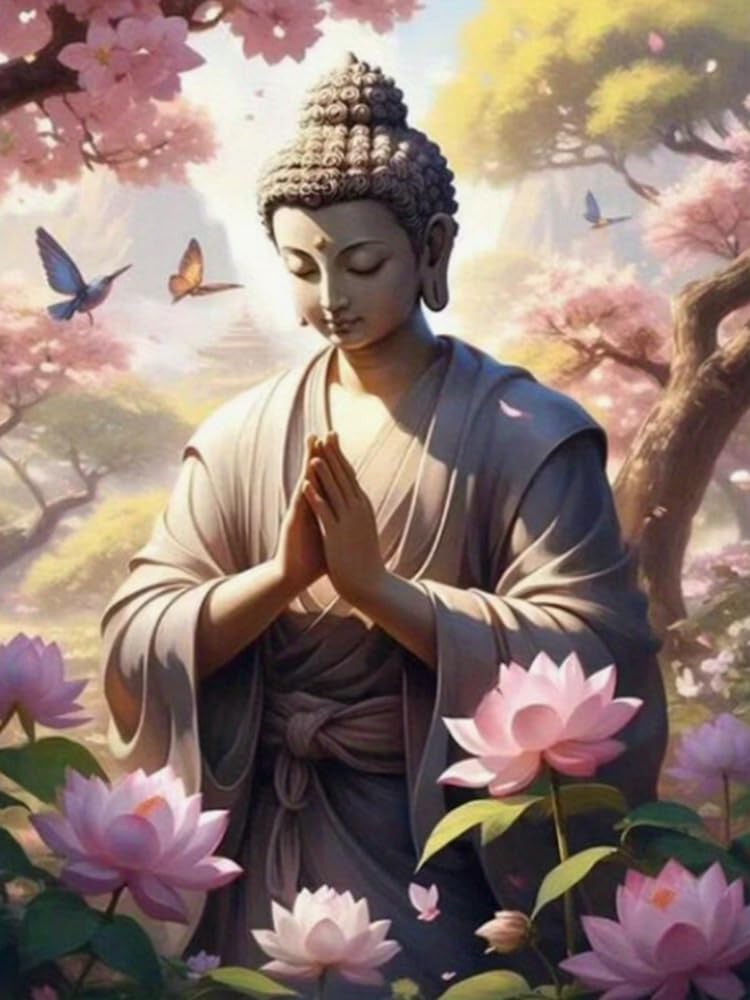 Pskgbxmu Stamped Cross Stitch Kit For Adults 11Ct Pre-Printed Fabric Diy Embroidery Crafts Kit Home Wall Decor Lotus And Buddha Statue 40X50cm