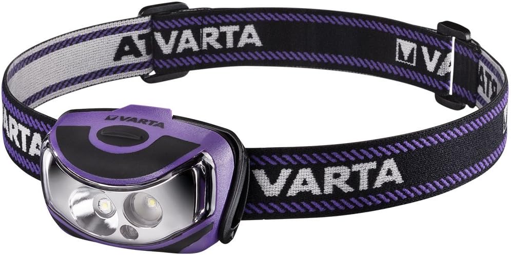 VARTA 2x 1 Watt LED Outdoor Sports Head Light incl 3x Longlife Power AAA batteries Head light Torch Head lamp Robust (Drop test 2 m) and splash-proof (IPX4) housing